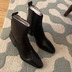 Mango real leather heeled ankle boot NWT size 7.5 - black